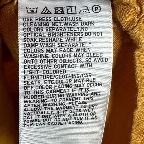 UNIQLO Linen Shirt Men L Yellow Breathable Lightweight Buttton Up Hipster Preppy - Picture 12 of 12